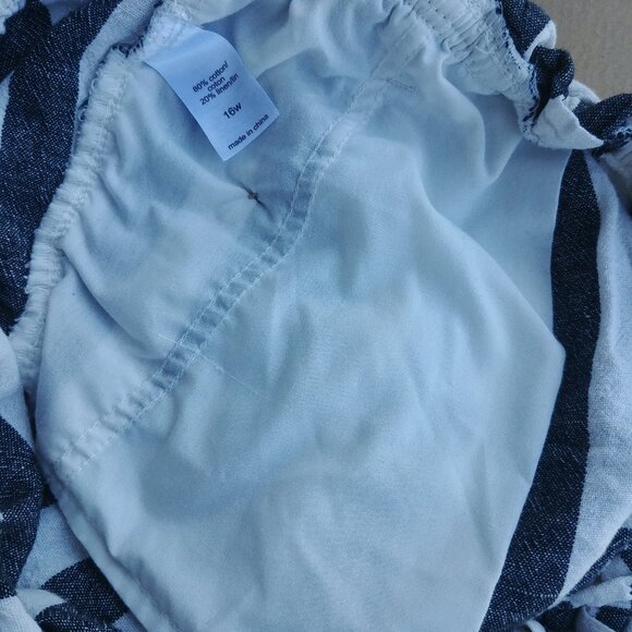 Linen cotton shorts navy blue and white stripes size 16W - Picture 14 of 15